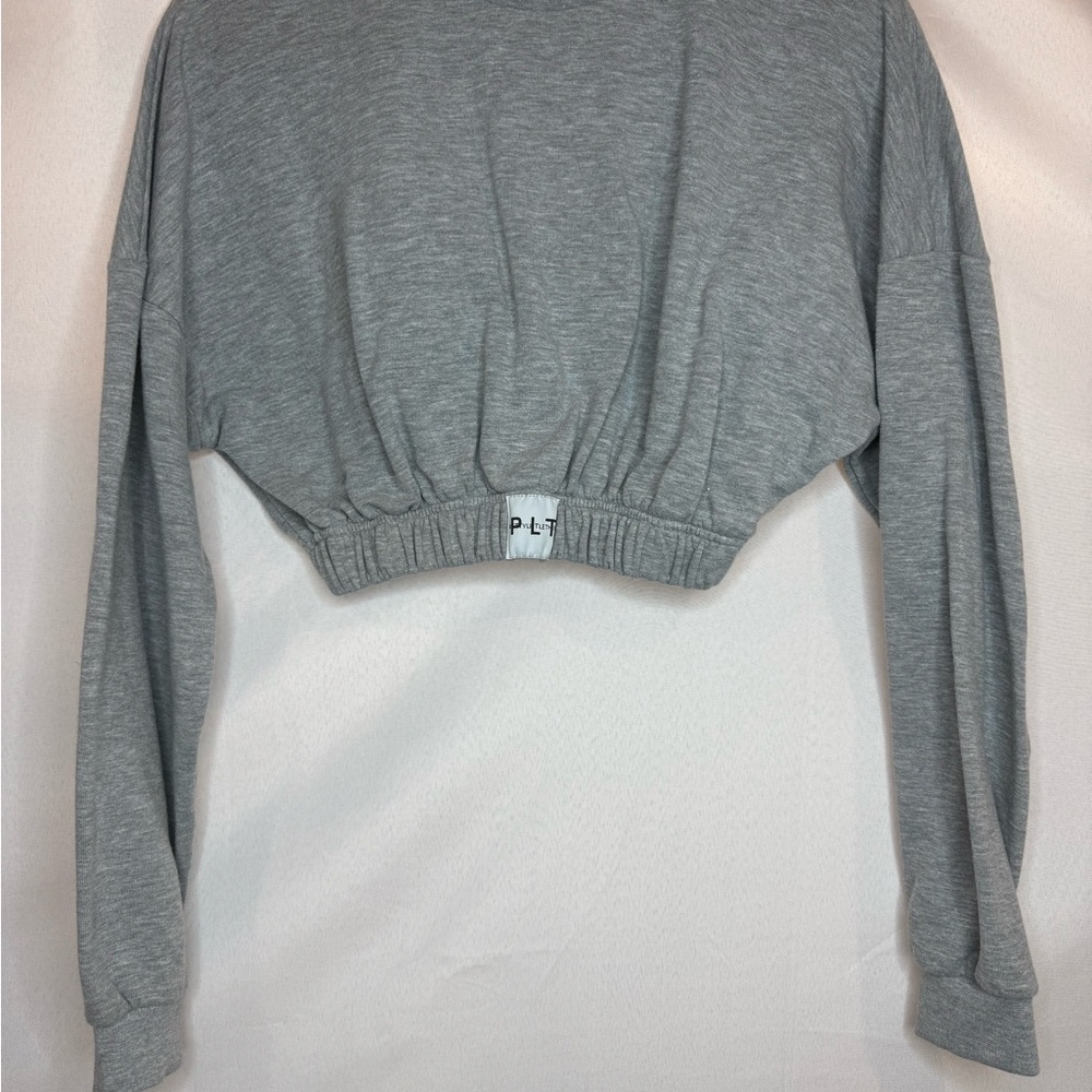 PrettyLittleThing Gray Boxy Cropped Hoodie